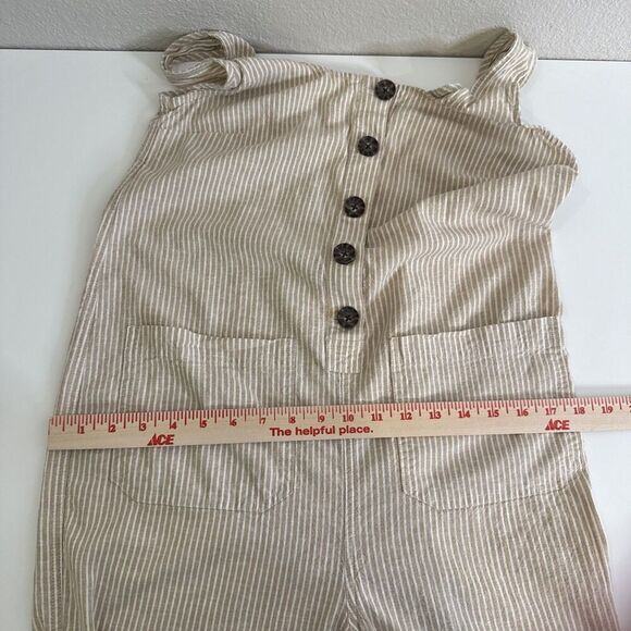 Marine Layer size S Hemp Tencel Blend Romper Pants Tan White Striped Womens - Picture 9 of 13